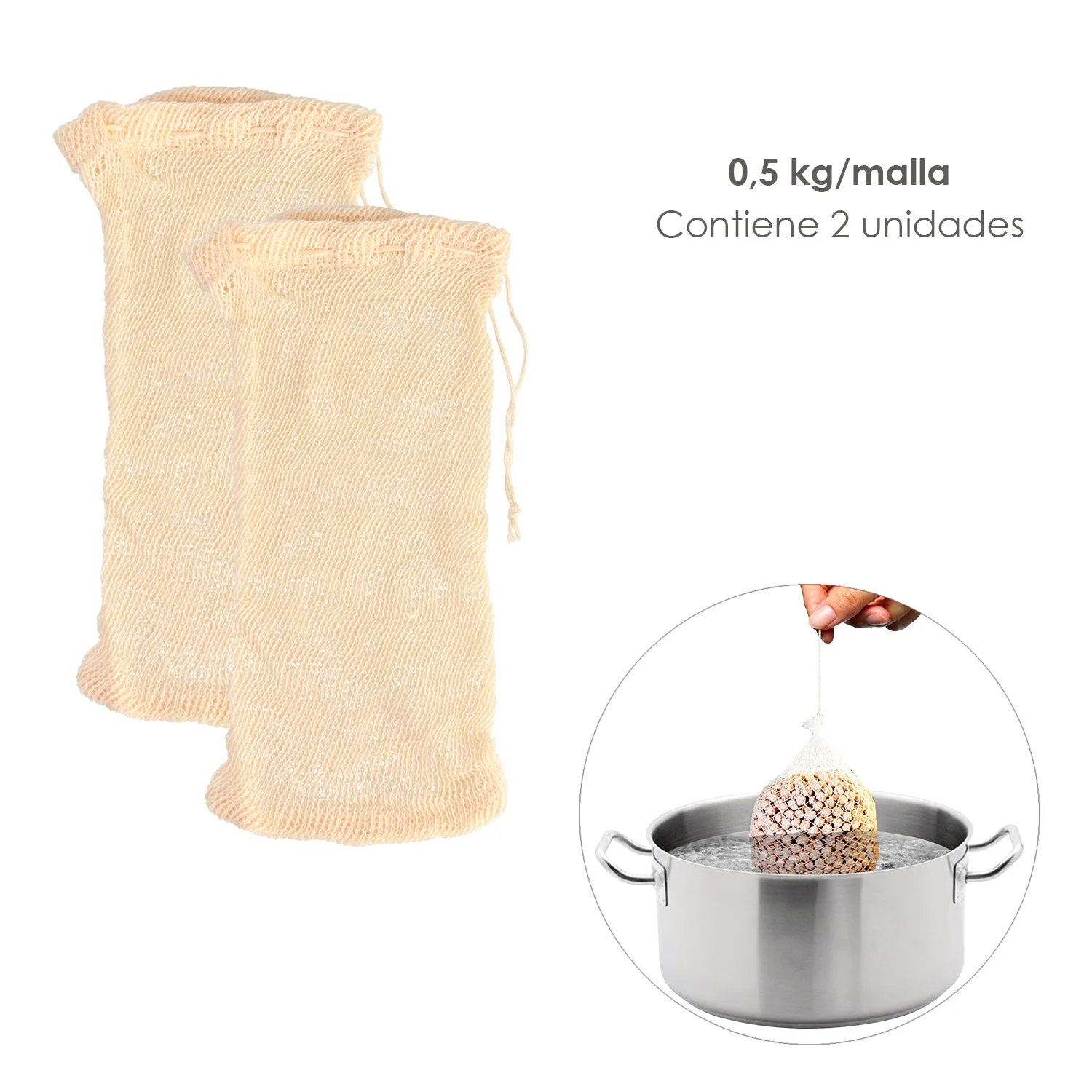 Malla para cocción de legumbres algodón 500 g pack 2 ORYX