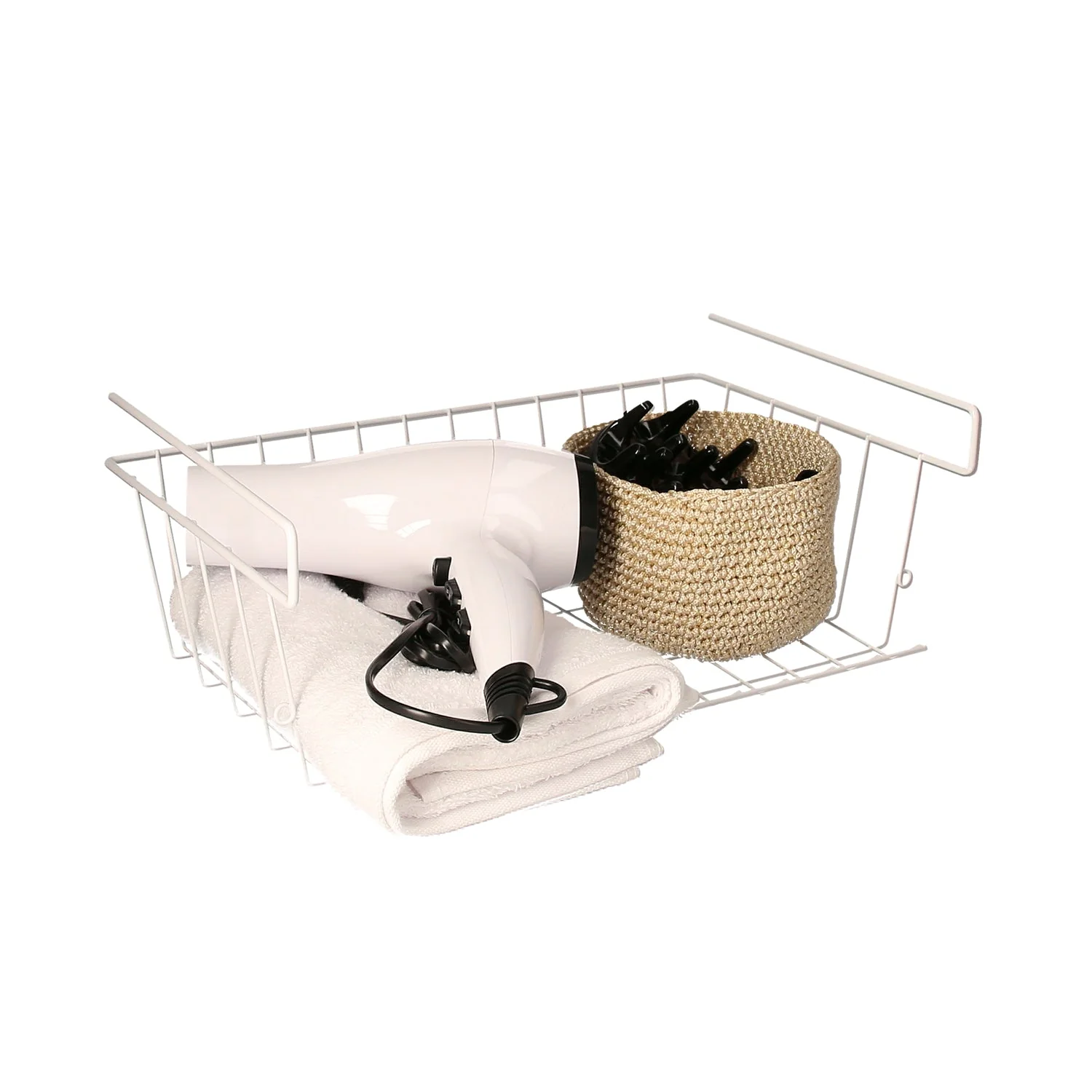 Cesta bajo estante colgante blanca 39x25x11cm ORYX - Imagen 6