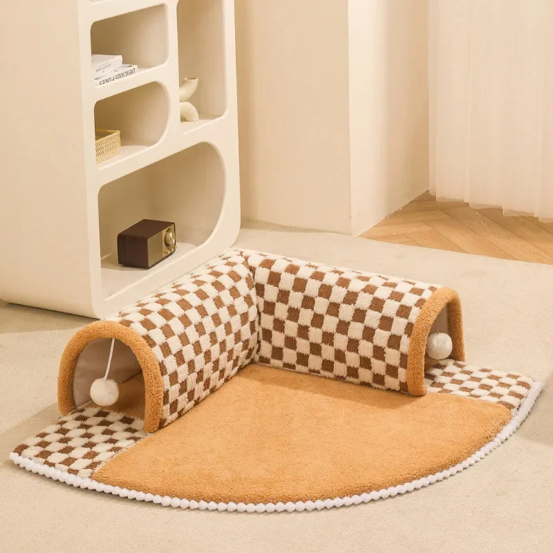 Túnel para gatos tela suave 2 en 1 cama refugio cómodo - Imagen 3